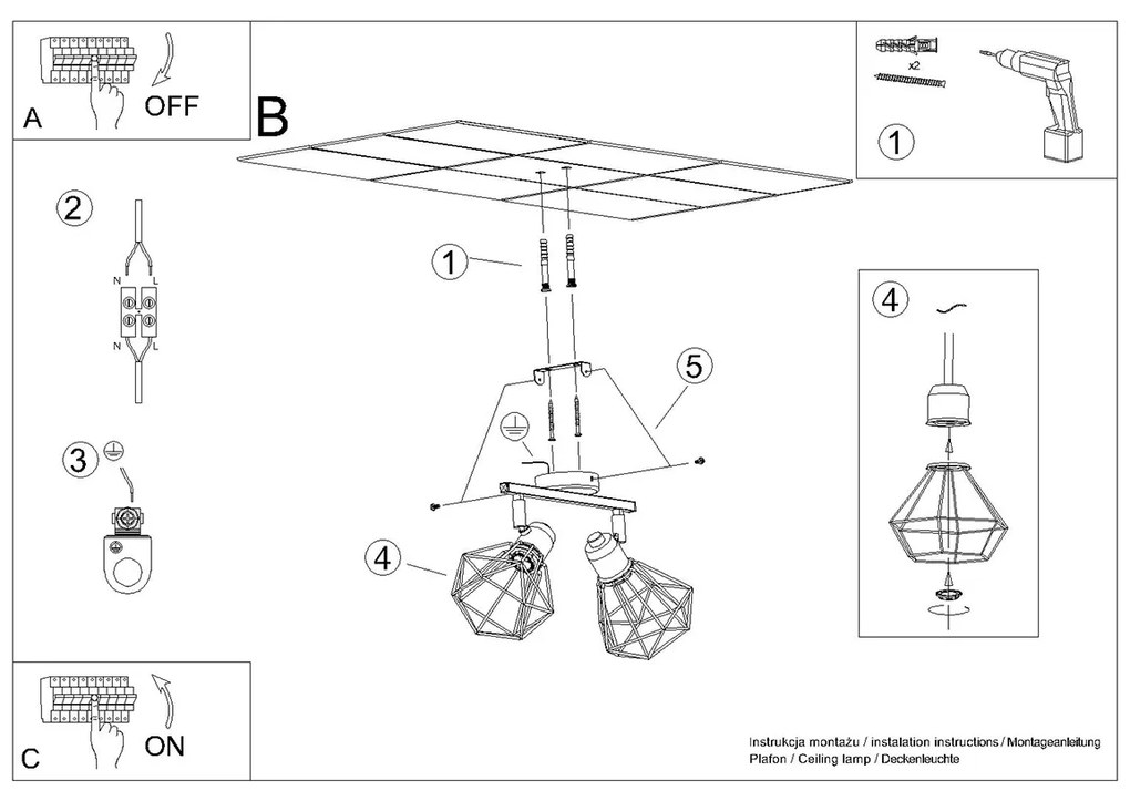 Bodové svietidlo Artemis, 2x biele drôtené tienidlo, (možnosť polohovania)