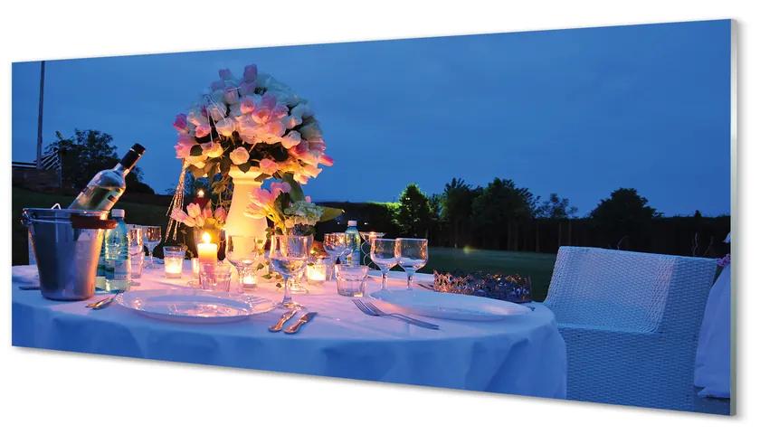 Obraz plexi Víno večere ruže tulipány 120x60 cm