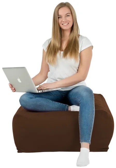 Plyšová taburetka hnedá