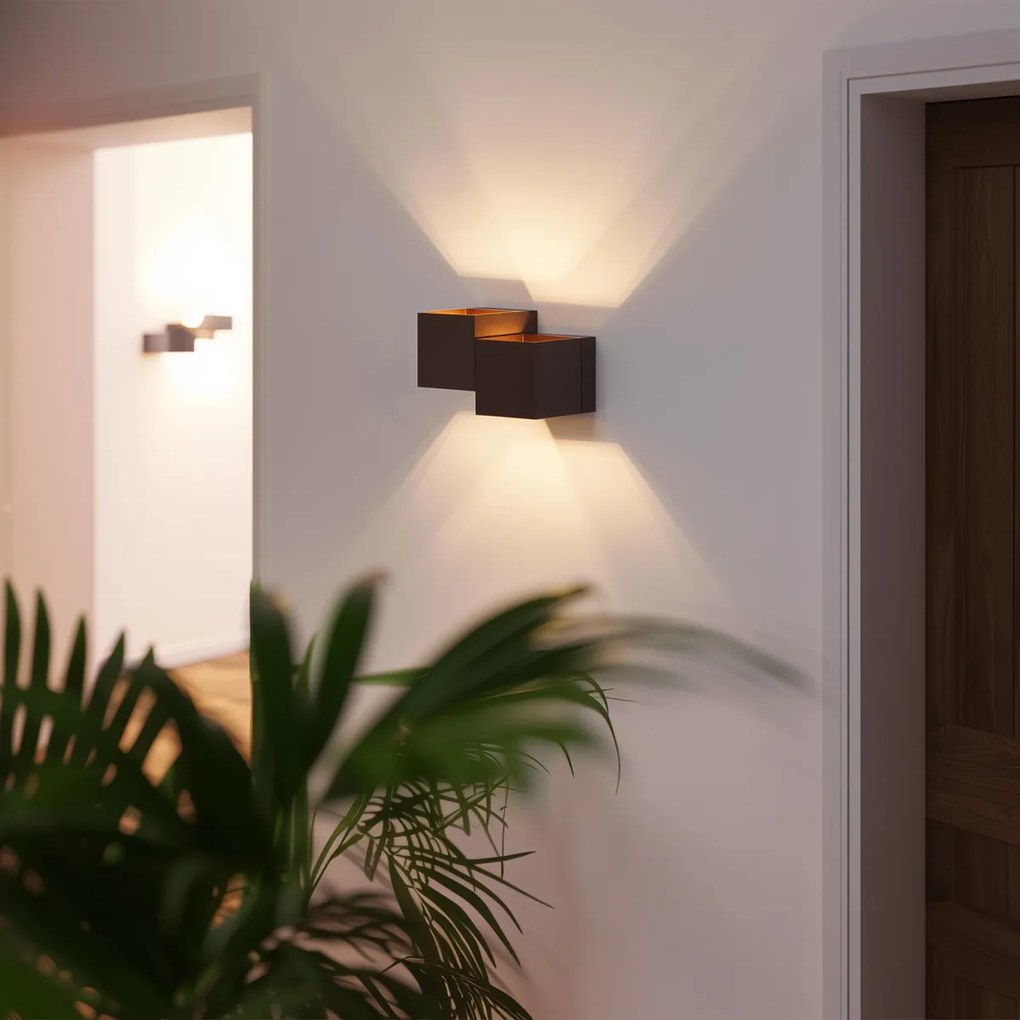 Moderné nástenné svietidlo tmavý bronz 2-svetlá - Transfer Double