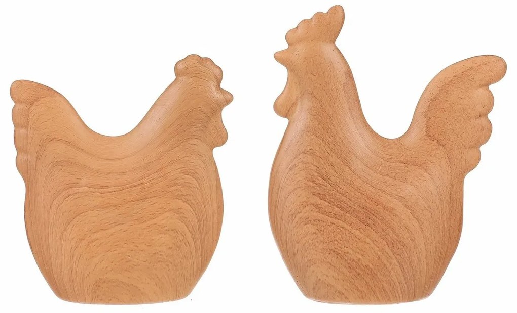 Veľkonočná dekorácia Sliepky a kohút, 12 x 3 x 14 cm, set 2 ks, polyresin