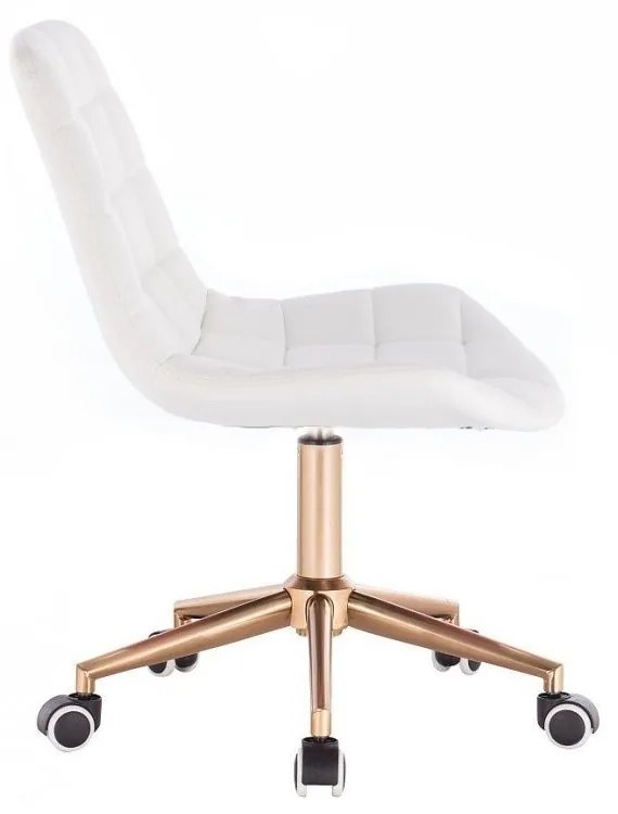 LuxuryForm DESIGN Stolička PARIS na zlatej podstave s kolieskami - biela