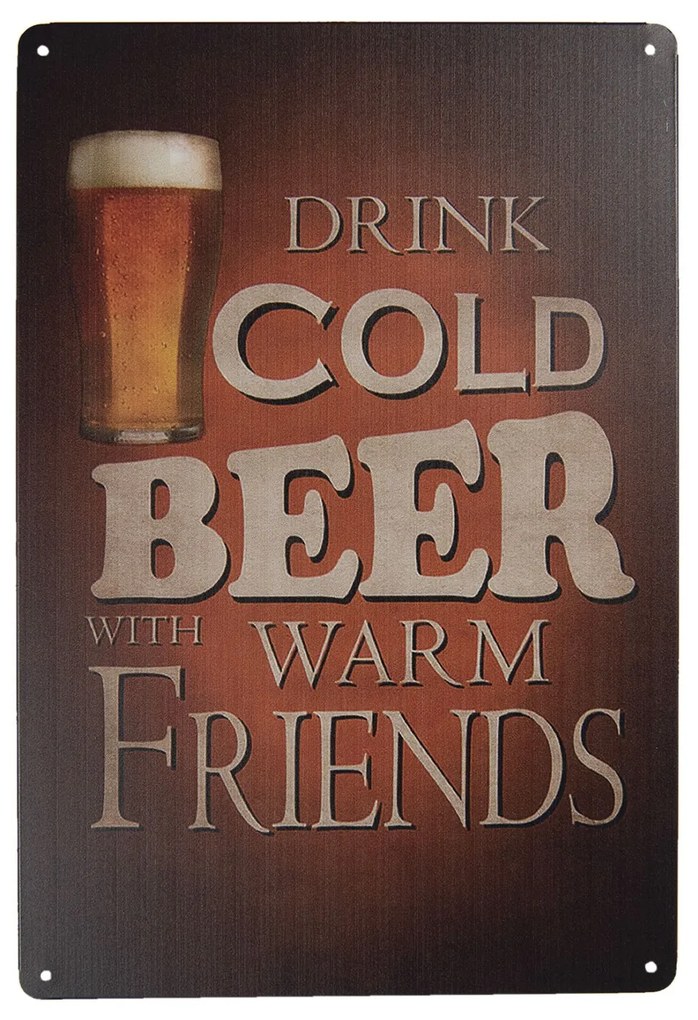 Nástenná kovová ceduľa Drink Beer - 20 * 30 cm