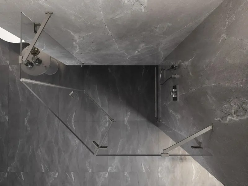 Mexen Lunar, pravý výklopný päťuholníkový sprchový kút 100 x 80 cm, 8mm číre sklo, oceľový profil, 831-100P-080L-97-00-P
