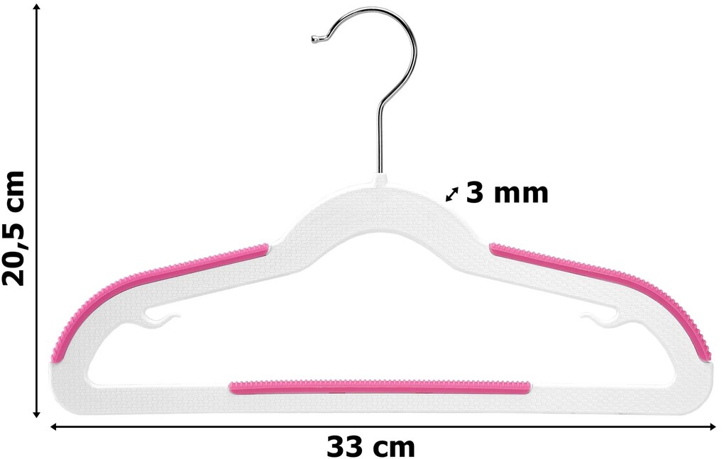 Súprava 30 ks detských vešiakov KIDSI bielo-ružová