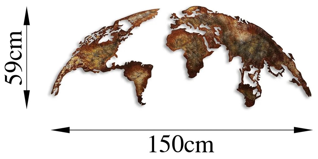 Nástenná kovová dekorácia Mapa sveta stredná 1 viacfarebná