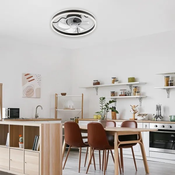 LED Stropné svietidlo s ventilátorom APOLLO LED/38W/230V čierna + DO