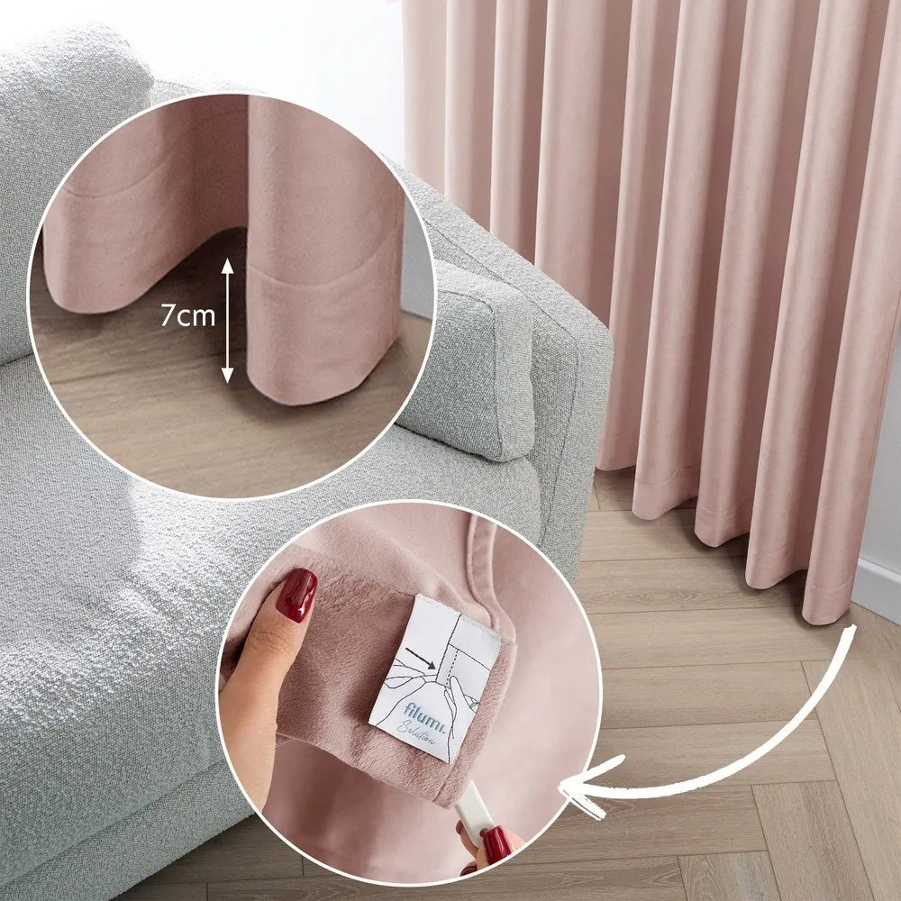 Svetloružový zamatový dimout záves 400x270 cm Velto – Filumi