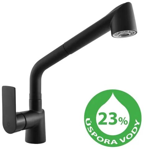 RAV SLEZÁK Vltava drezová batéria s vyťahovacou spŕškou, 2 prúdy čierna VTE411.0CMAT