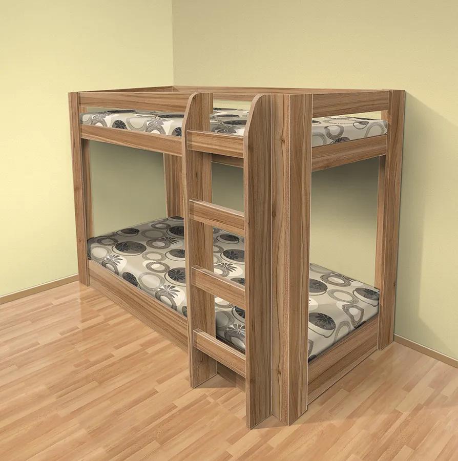 Poschodová posteľ PATR - 1 HIT dekor lamina: Antracit, matrac: BEZ MATRACÍ