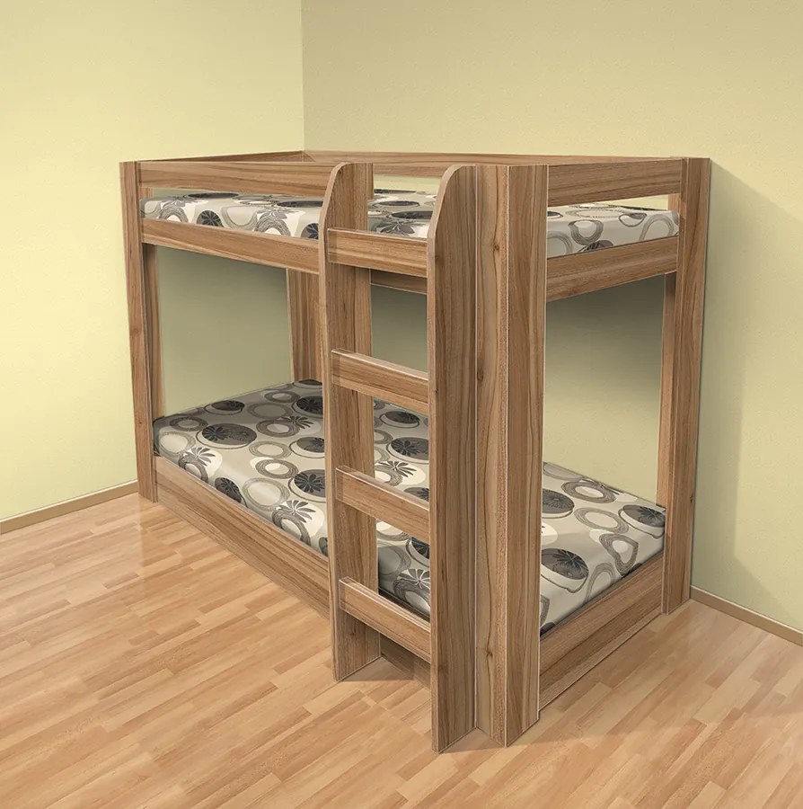 Poschodová posteľ PATR - 1 HIT dekor lamina: Antracit, matrac: MATRACE 14cm, PUR/HR