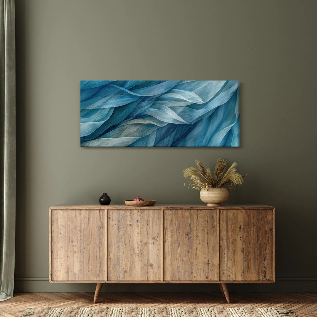 Obraz - Modrobiele vlnky (120x50 cm)