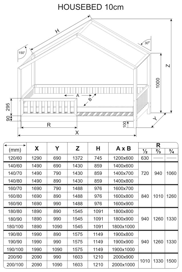 Domčeková posteľ Housebed 90 x 200 cm - prírodná borovica