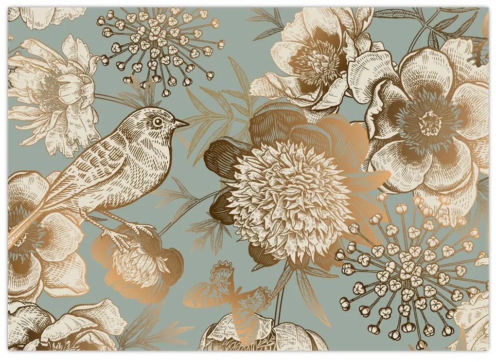 Obraz zlatých kvetov (70x50 cm)
