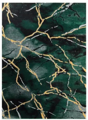 Koberec EMERALD exkluzívny 1018 glamour, styl marmur fľaškovo zelený / zlatý