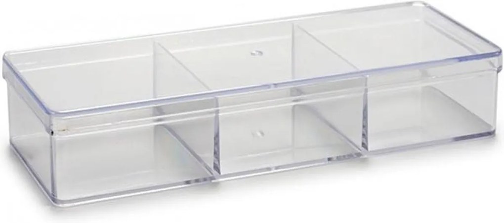 Arte Regal Organizér na drobnosti, 3 přihrádky, s víkem, transparentní CURAPROX, 20x7x4