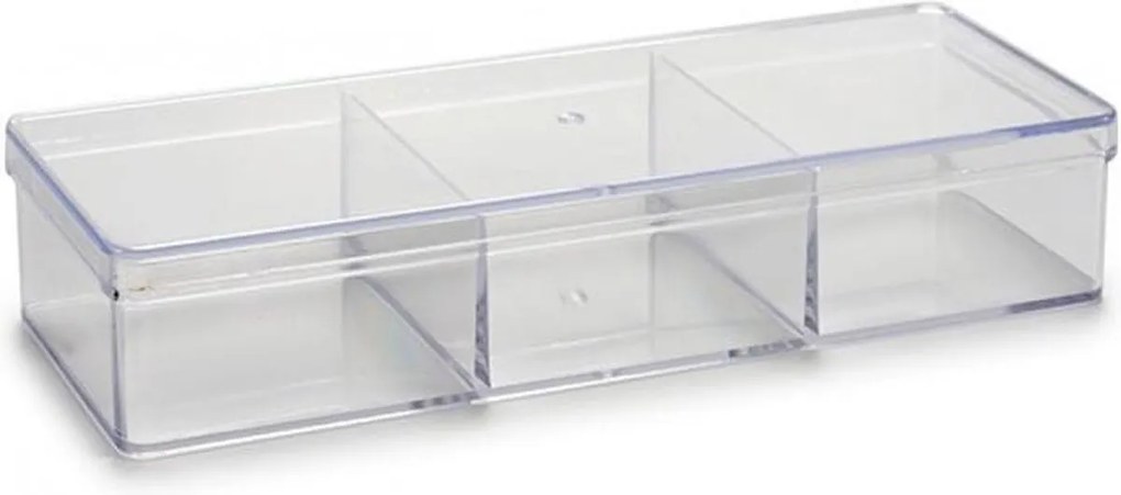 Organizér na drobnosti, 3 priehradky, s vekom, transparentný CURAPROX, 20 x 7 x 4
