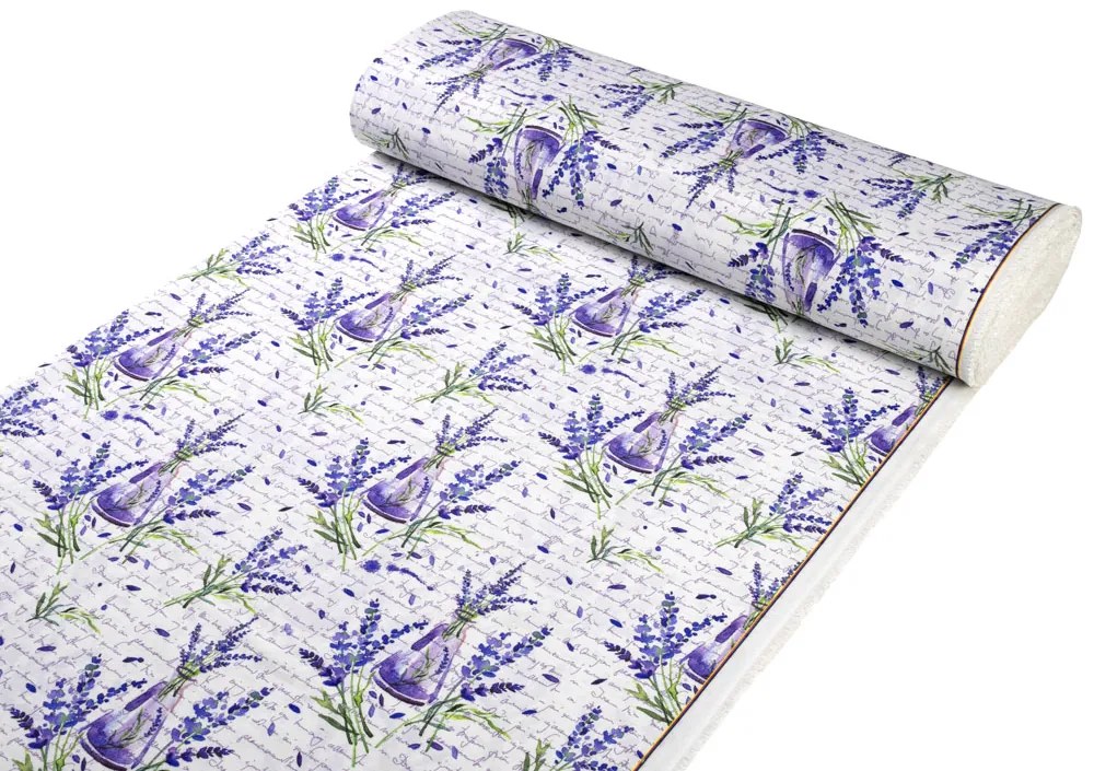 Biante Dekoračný okrúhly obrus PML-082 Vetvičky levandúľ s vázičkami Ø 60 cm