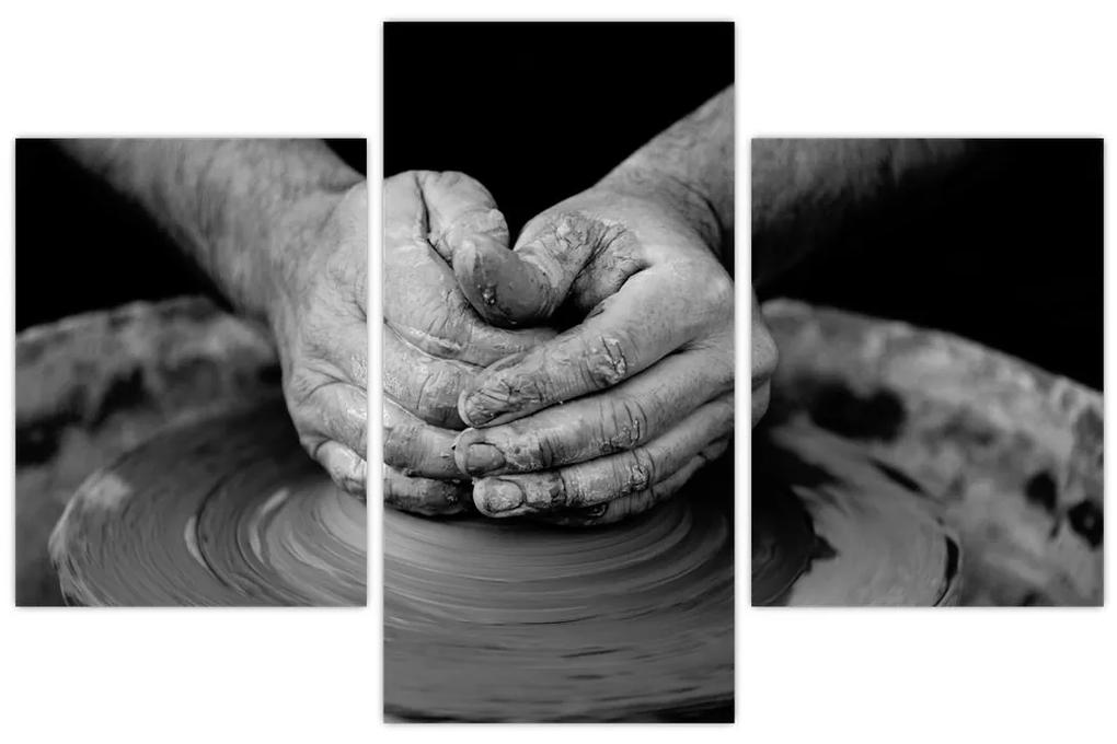 Čiernobiely obraz - výroba keramiky (90x60 cm)