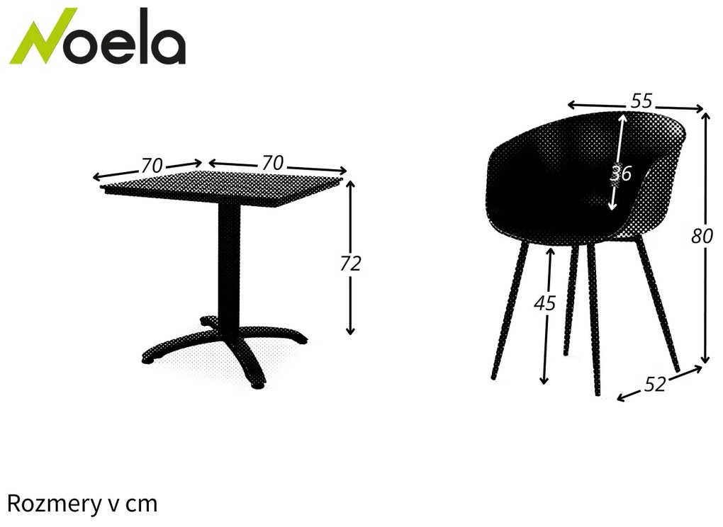 Noela Balkónový set Ristorante + 2x stolička Rikke