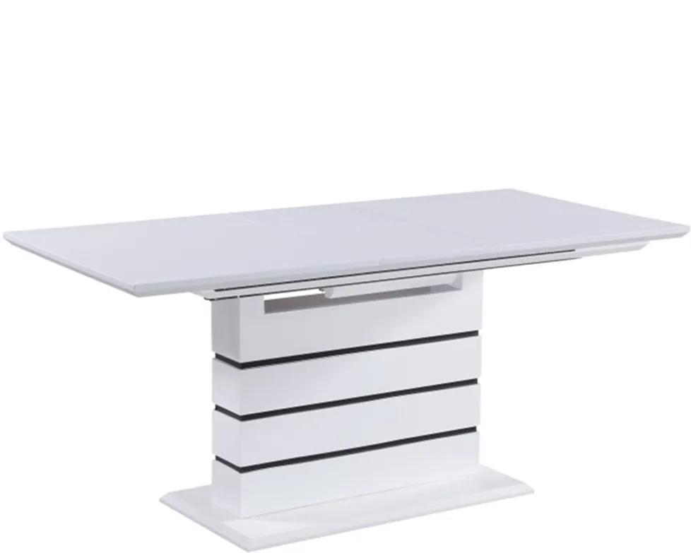Jedálenský rozkladací stôl, biela s vysokým leskom HG, MEDAN