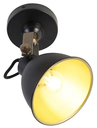 Priemyselná nástenná lampa čierna so zlatom nastaviteľná - Liko