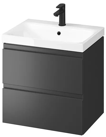 Cersanit Moduo SET, závesná skrinka 60x45x62 cm + umývadlo 60cm, antracitová matná, S801-483