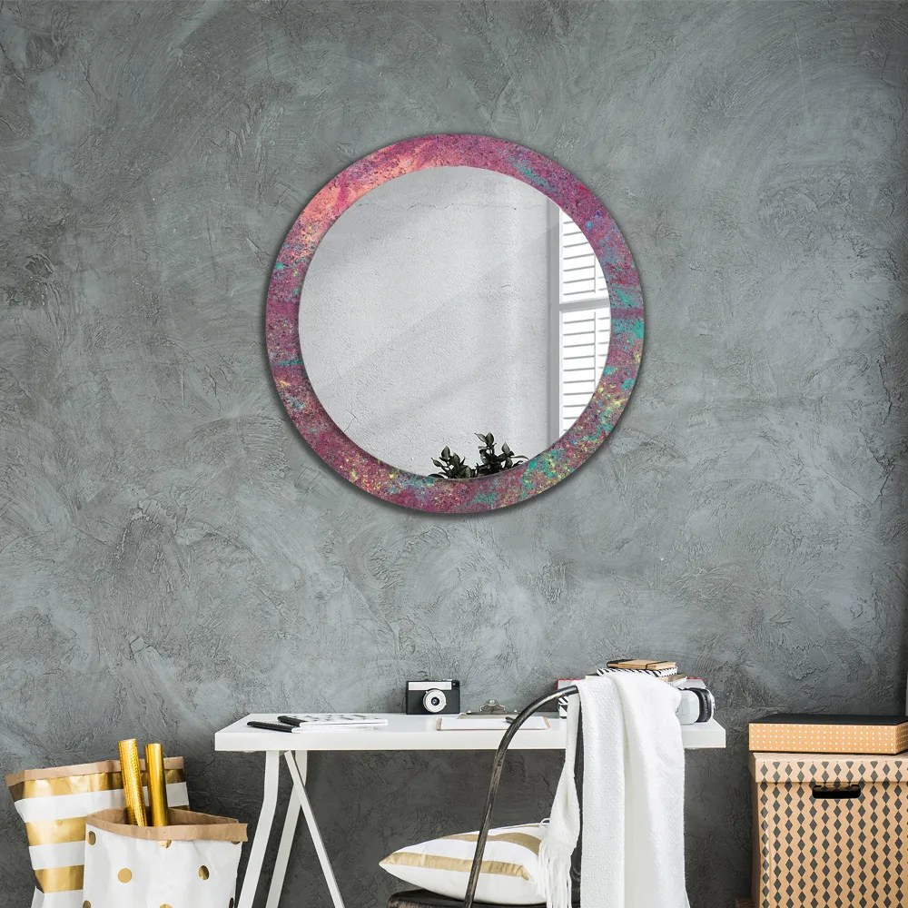 Okrúhle zrkadlo s potlačou Festival farieb fi 80 cm
