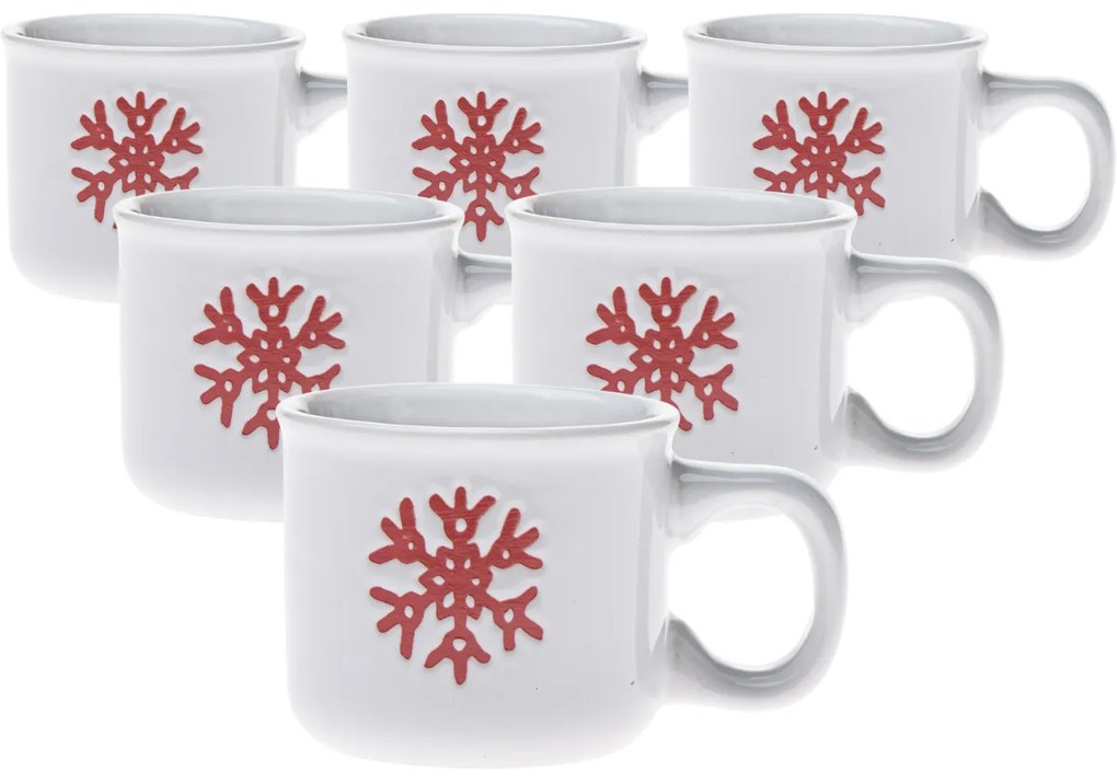 Súprava 6 keramických hrnčekov Vločka, 90 ml