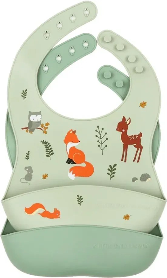 Sada 2 silikónových podbradníkov lesní priatelia