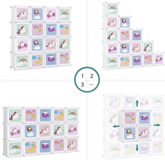 Detská modulárna skrinka s farebnými úložnými boxmi ANET