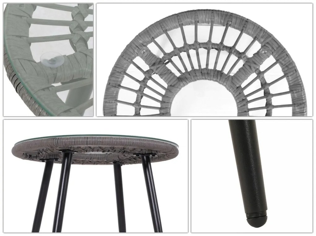 Súprava 2 kresielok a stolíka HWC-N33 - sivá, čalúnenie svetlosivá