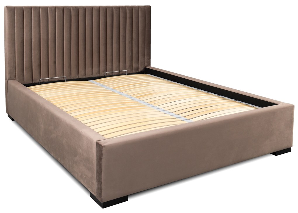 Čalúnená posteľ 140x200 cm Veggie (hnedá). Vlastná spoľahlivá doprava až k Vám domov. 1041791