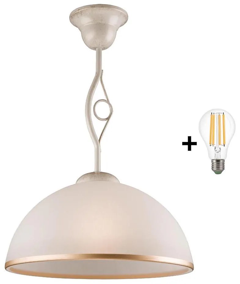 Brilagi - LED Luster na tyči ANTICO 1xE27/60W/230V biela patina