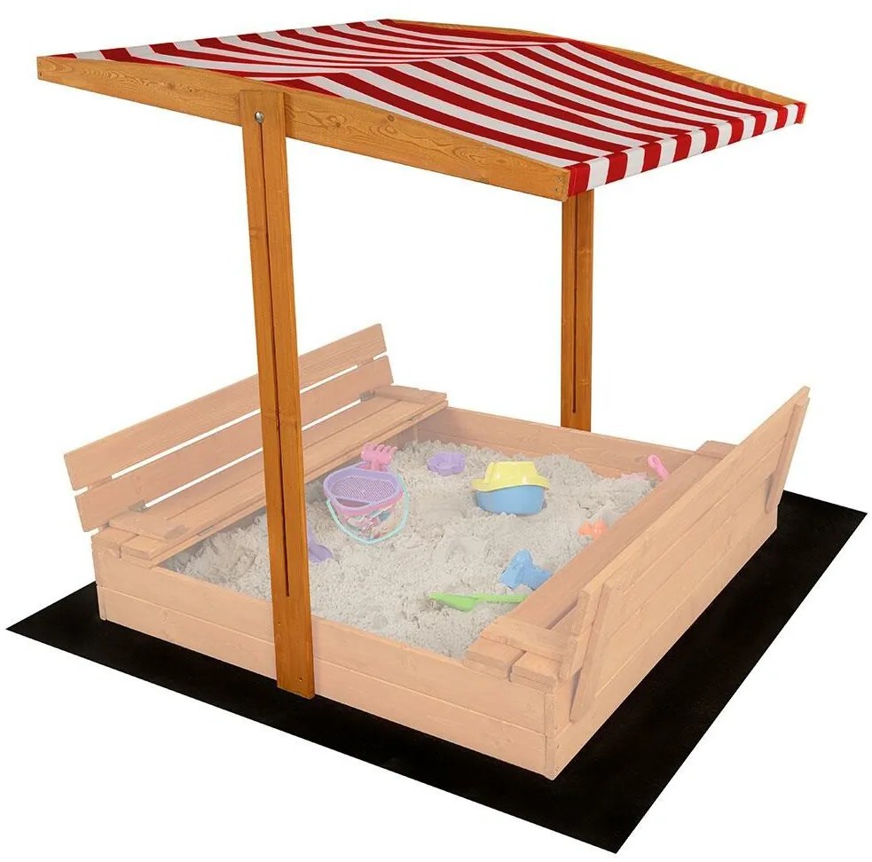 Strieška pre detské drevené pieskovisko Baby Mix 120 x 120 cm červeno-biela