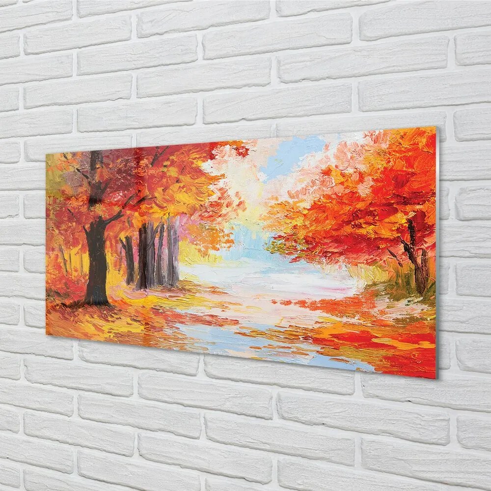 Obraz na skle Jesenné lístie stromu 100x50 cm