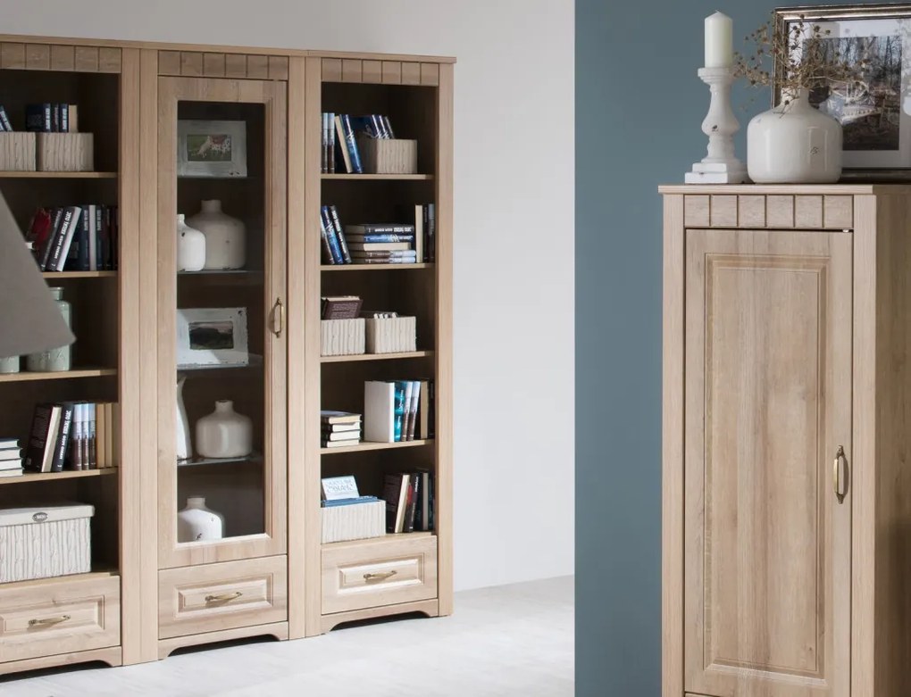 Vysoká vitrína Atik, dub riviéra, ľavá