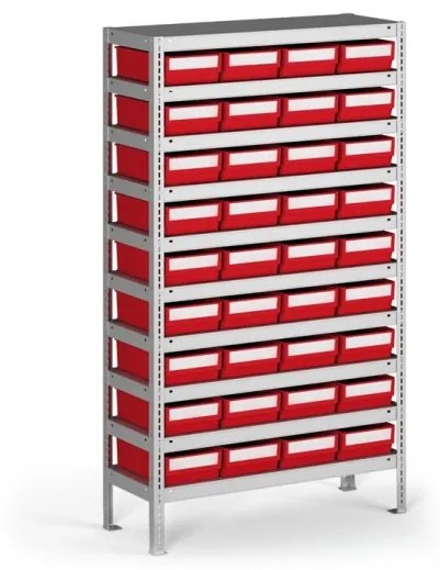 Regál s plastovými boxmi ShelfBox, 1600 x 800 x 400 mm, 36x box E