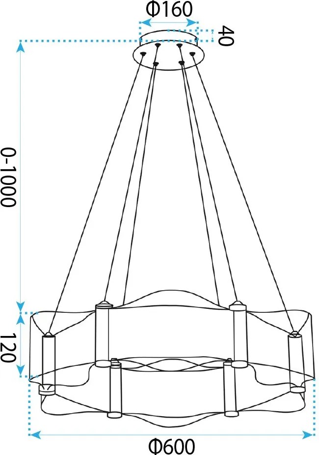 Toolight Rea, ZÁVESNÁ STROPNÁ LAMPA G151-CP GOLD, OSW-04707