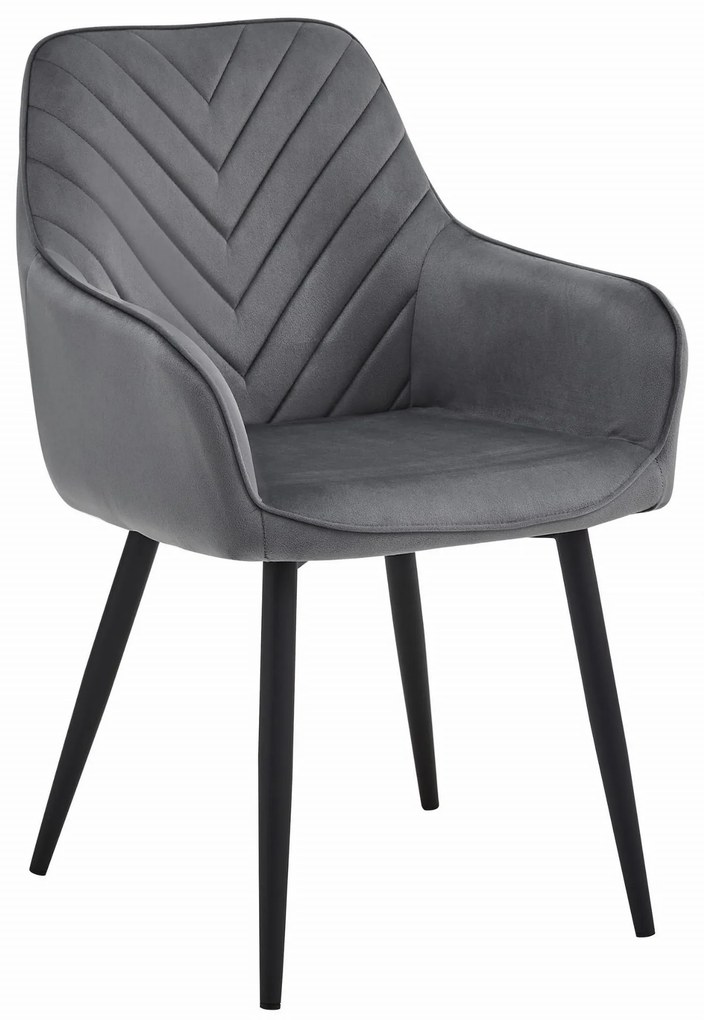 Zamatová jedálenská stolička SOFIA tmavo sivá