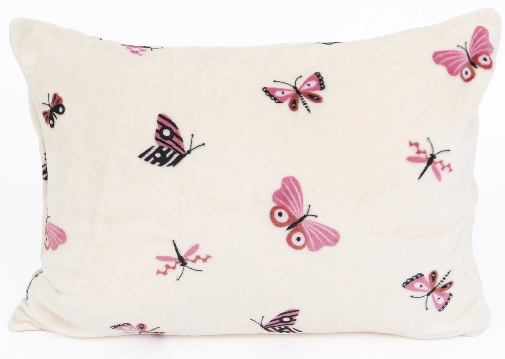 Obliečka na vankúš mikroplyš Exclusive 40 × 60 cm - Motýliky béžové