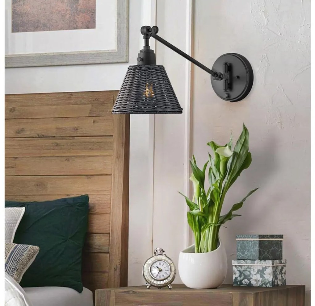 Hinkley HK-ARTI-1W-BK-BR - Bodové nástenné svietidlo ARTI 1xE27/60W/230V čierna