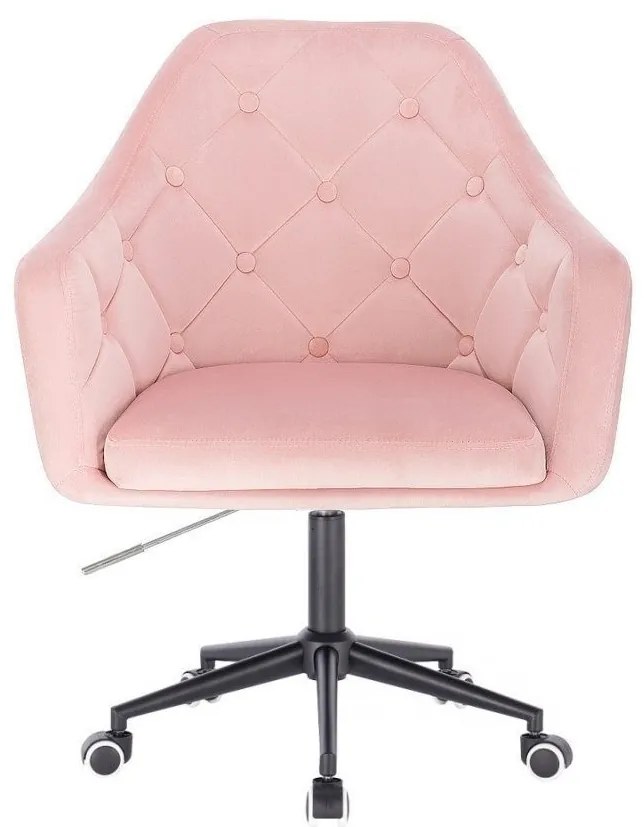 LuxuryForm DESIGN Kreslo ANDORA VELUR na čiernej podstave s kolieskami - svetloružové