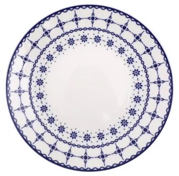 24-dielna jedálenská súprava, biela/modrá, porcelán