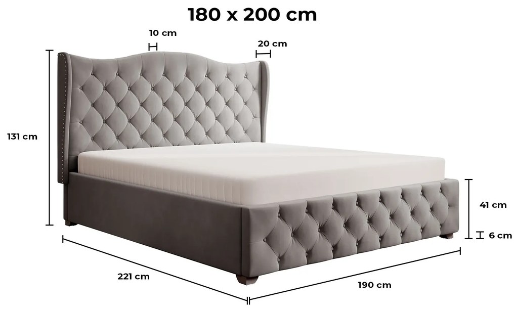 PROXIMA.store - Luxusná čalúnená posteľ BOLONIA FARBA: tmavosivá, ROZMER: 180 x 200 cm