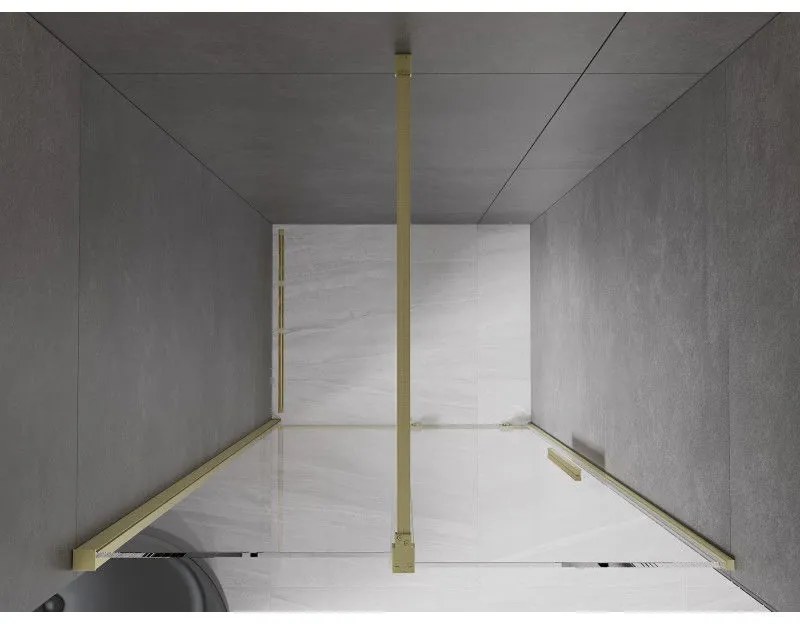 Mexen Velar, posuvné dvere do otvoru 120x200 cm, 8mm číre sklo, zlatá matná, 871-120-000-01-55