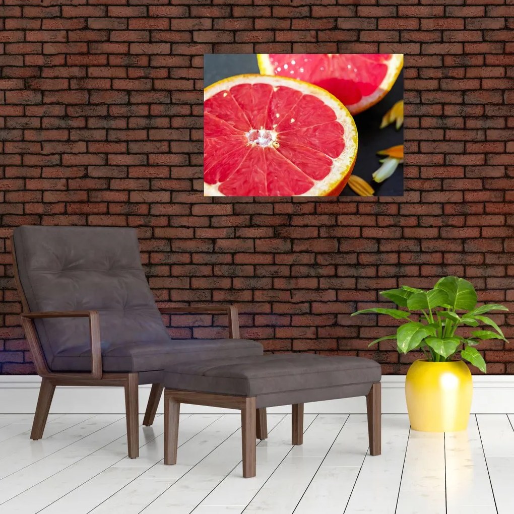 Sklenený obraz rozkrojených grapefruitov (70x50 cm)