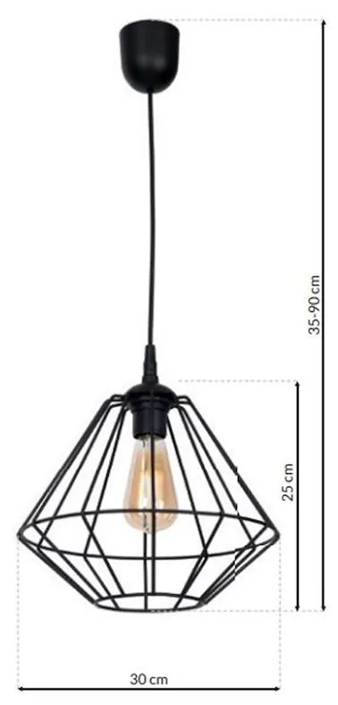 Závesné svietidlo Colin, 1x čierne drôtené tienidlo, b