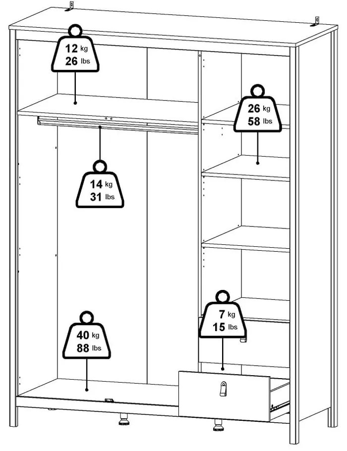 Sivobéžová šatníková skriňa so zrkadlom 150x199x58 cm Madrid – Tvilum