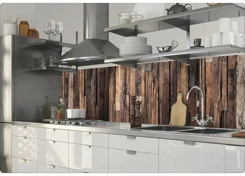 Samolepiace fólie za kuchynskú linku mySPOTTI splash Rustikální dřevo 60x280 cm